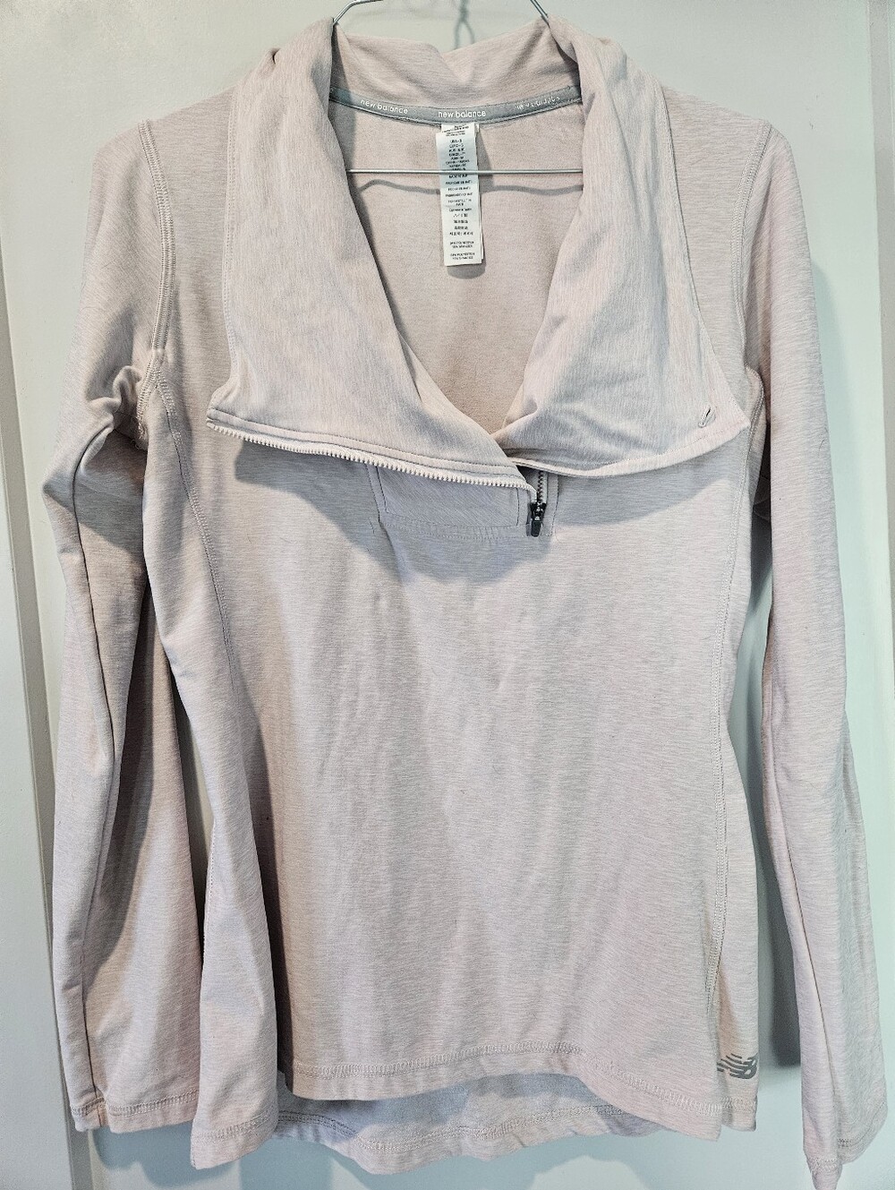 New Balance Light Pink Heather Cowl Neck Quarter Zip Pullover